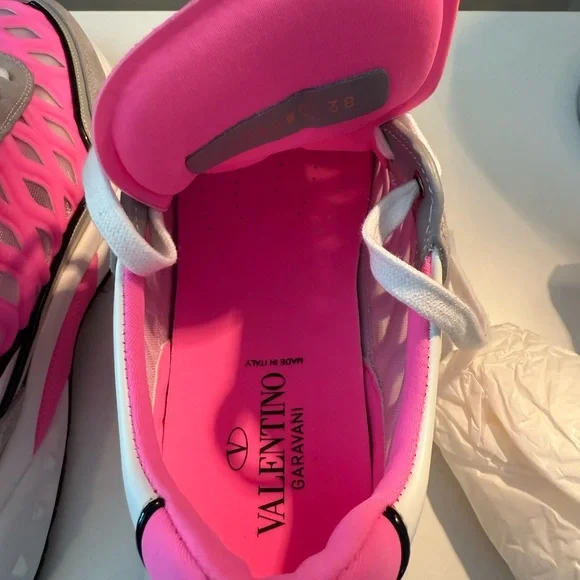 Valentino Neon Pink and Gray Sneakers - Picture 11 of 11